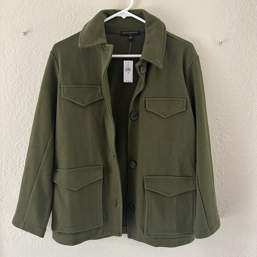 Banana Republic Olive Green boxy twill utility Jacket